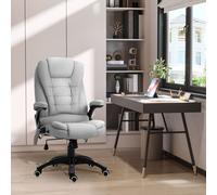 Vinsetto Office Chair, Ergonomic Desk Chair with 6-Point Massage and Back Heated, Linen-Feel Fabric Computer Gaming Chair with Adjustable Arms, Lumbar VINSETTO Light Grey One Size