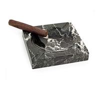 Executive Solid Marble Square Cigar Ashtray (Zebra Black)