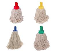 Exel Cotton Mop Heads, Colour Coded 250g, One of Each Colour, Red, Blue, Green, Yellow