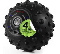 EXELLEON 4-Speed Vibrating Massage Ball - Round Foam Roller/Massager for Deep Tissue Trigger Point Therapy - Fitness & Mobility - Compact & Portable - Ideal for Pain, Tension and Fatigue