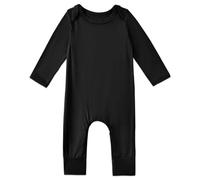 Exemaba Baby & Toddler Zip Sleepsuits Rayon of Bamboo Newborn Pyjamas with Reversible Mittens, Footless Sleep N Play, Long Sleeve Romper(Black,3-6 Months)