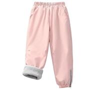 Exemaba Kids Waterproof Trousers Fleece Lined Girls Winter Warm Snow Pants for for Walking, Travelling, Hiking(Pink,170/13 Years)