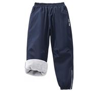 Exemaba Kids Waterproof Trousers Fleece Lining Girls & Boys Winter Warm Snow Pants for for Walking, Travelling, Hiking(Navy,170/13 Years)
