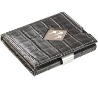 EXENTRI Leather Trifold Wallet in Caiman - RFID Blocking w/Stainless Steel Locking Clip