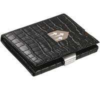 EXENTRI Wallet in Caiman Black - Premium RFID Blocking Trifold Leather Wallet with Stainless Steel Locking Clip