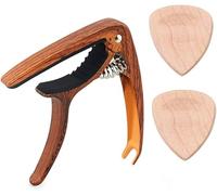 EXENXA Guitar Tuning Clips with Wooden Picks Metal Guitar Capo, for Acoustic Folk Classic Ukulele Guitar Accessories,Maple Picks