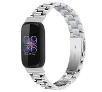 EXENXA Metal Band Compatible with Fitbit Inspire 3, Stainless Steel Band Metal Mesh Strap Replacement Wristband Compatible with Fitbit Inspire 3 - Silver