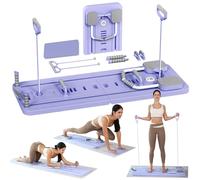 ExeractFit Pilates Board - 2025 Upgraded Foldable Home Pilates Reformer Machine Set Pilates Equipment Multifunctional Abdominal Workout Board Automatic Rebound Ab Roller Board(Purple)