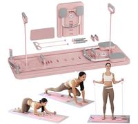 ExeractFit Pilates Board 2026 Upgraded, Pilates Reformer Machine Foldable Home Pilate Set Equipment Multifunctional Abdominal Workout Board Automatic Rebound(Pink)