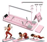ExeractFit Pilates Board Set mit Pilate Bar and Resistance Bands, Mini Pilates Reformer Machine at Home Multifunctional Ab Roller Exercise Board Workout Equipment(Pink)