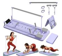 ExeractFit Pilates Board Set mit Pilate Bar and Resistance Bands, Mini Pilates Reformer Machine at Home Multifunctional Ab Roller Exercise Board Workout Equipment(Purple)