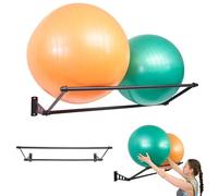 Exercise Ball Holder | Organise Your Space | Wall Mounted Rack | Yoga Ball Holder | Exercise Ball Wall Mount | Fitness Stand | Stability Storage | For Gyms, Studios, Home | Matte Black