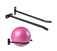 Exercise Ball Wall Holder - Wall Mounted Yoga Rack Two Pieces Black Steel Racks | Strong Wall Organizer with Mounting Screws, Gym Accessory for Pilates Ball Storage Garage, Studio and Home