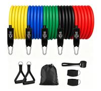 Exercise Bands with Handles,Resistance Bands Stackable up to 150lbs,Door Anchor and Ankle Straps, 5 Resistance Levels Fitness Bands for Strength Training, Physical Therapy, and Home Gym Equipment
