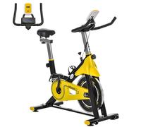 HOMCOM Stationary Exercise Bike w/ 6kg Flywheel, LCD Monitor, Adjustable Resistance, Pad & Bottle Holder, for Indoors, Gyms, Offices, Cardio Workout - Yellow