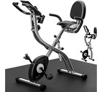 SPORTANA® Eagle 3 Folding Exercise Bike | Adjustable 10 Resistance Levels | Upright/Recumbent Seat Positions | Battery Operated LCD Display | Hand Pulse Sensor | Foldable Trainer