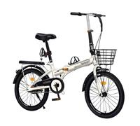 Exercise Bike,Folding Bike,16/20/22 Inch Mountain Bike,Single Speed Bicycles,V-Brakes,Suitable for Men and Women Beige 16in
