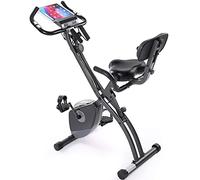 Exercise Bike Folding Stationary Bike Magnetic Recumbent 3-in-1 Cycling Slim Bike with Arm Resistance Bands & LCD Monitor for Men and Women Indoor Outdoor, black, 32 x 19 x 39 inches