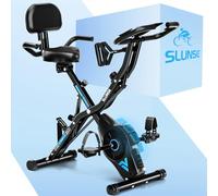 Exercise Bike for Home, SLUNSE 5 IN 1 Indoor Workout Bike,16-Level Magnetic Resistance Folding Stationary Exercise Bike, 350LBS Capacity and Comfortable Seat Cushion(Blue)