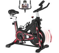 Exercise Bike Indoor Cycling, Spin Bike Exercise Equipment for Home Gym Use with LCD Display & Tablet Holder 6KG Flywheel Fitness Workout Cardio Training Machine (Red)