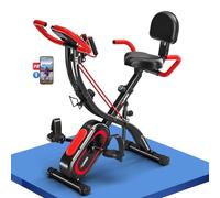 Exercise Bike, SLUNSE 5 in 1 Foldable Exercise Bike with APP, 16-Level Magnetic Resistance Folding Stationary, 350LBS Capacity and Ultra-quiet Stationary Indoor Bikes for Home Gym