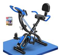 Exercise Bike, SLUNSE 5 in 1 Foldable Exercise Bike with APP, 16-Level Magnetic Resistance Folding Stationary, 350LBS Capacity and Ultra-quiet Stationary Indoor Bikes for Home Gym
