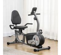 HOMCOM Exercise Bike with LCD Display, Quiet 8-Level Magnetic Resistance - Grey - 103H x 62W x 122-137D cm