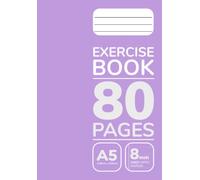 Exercise Book | 80 Pages | A5 - 8mm Lined With Margin: For School and University | Pastel Purple Cover | Single Book