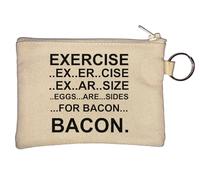Exercise Eggs are Sides for Bacon Key Chain Coin Purse Beige