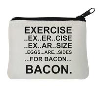 Exercise Eggs are Sides for Bacon Neoprene Coin Purse Pouch 10x11cm White