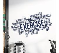 Exercise, Fitness, Workout, Pilates, Fit, Coaching, Muscle... - Gym Motivational Quote Wall Art Sticker [XXLarge] [Cobalt]