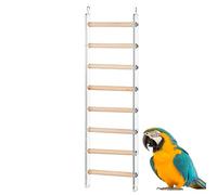 - Exercise Ladder - Multicolour Hanging Steps, Cage Climbing Bridge, Natural Wood Perch Structure with 360° Rotating Metal Hook | Lovebird Cockatiel Entertainment for the
