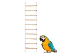 - Exercise Ladder - Multicolour Hanging Steps, Cage Climbing Bridge, Natural Wood Perch Structure with 360° Rotating Metal Hook | Lovebird Cockatiel Entertainment for the
