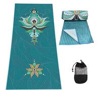 EXERCISE Large Yoga Towel 188cm x 70cm Rubber Grip Dots Bottom Non Slip Yoga Mat Towel for Hot Yoga Pilates and Workout