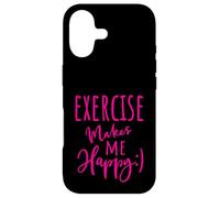 Exercise Makes Me So Happy Fitness Pink Slogan Workout Case for iPhone 17