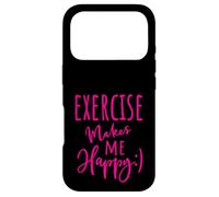 Exercise Makes Me So Happy Fitness Pink Slogan Workout Case for iPhone 17 Pro
