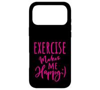 Exercise Makes Me So Happy Fitness Pink Slogan Workout Case for iPhone 17 Pro Max