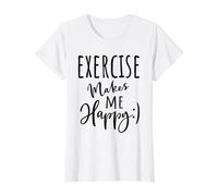 Exercise Making Me Happy Funny Fitness Run Smile Workout Value Graphic T-Shirt, Women, White, M