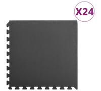 Exercise Mat Puzzle EVA Foam Black 8.64m² (24x 60x60x1cm) Anti-Slip Soft HomeGym
