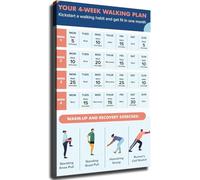 Exercise Plan Poster - Canvas Wall Art Prints of 4-Week Walking Guide - Fitness Decor for Home, Office, and Gym Aesthetics(Framed,08x12inch(20x30cm))