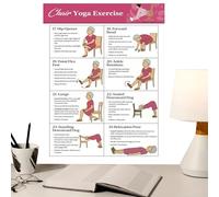 Exercise Poster - 11 Pieces Adhesive Paper Durable Design, Seated Exercises Posters For Seniors Beginners Strength Pilates Flexibility Indoor Outdoor | Chair Yoga Posterr För Home Gym Office