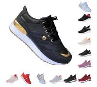 Exercise Trainers Women Womens Trainers Wide Fit Casual Non Slip Lace Up Running Shoes Breathable Low Top Orthopedic Trainer Comfortable Arch Support Advent Calendar Black 4