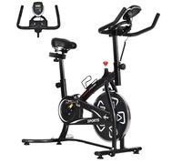 HOMCOM Indoor Stationary Exercise Bike 6kg Flywheel Fitness Cardio Workout Bke Trainer for Home Gym w/Adjustable Resistance LCD Monitor Pad and Bottle Holder Black