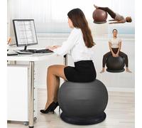 Exercise Yoga Ball Chair with Inflatable Base for Home Office Desk, Stability Fitness Seat, for Active Sitting and Core Workout, Improve Posture for Adults, 160kg Capacity(55cm)