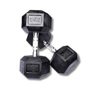 Exersci Hex Dumbbells Rubber Encased Dumbbell Pairs 20KG - Bicep Curls, Shoulder Press, Dumbbell flies, Home Gym, Fitness