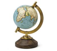 Exerz 10cm Antique Globe Wooden Base Light Blue Decorative