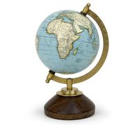 EXERZ 13cm Mini Antique Globe, Light Blue World Map with Wooden Base