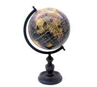 EXERZ 13cm Vintage Globe with Wooden Base - Black Antique Style World Globe Small Decorative For Desk Home Office Study - Educational Geographic