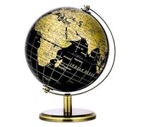 Exerz 14cm Mini World Globe Black Gold English Map, Bronze Stand