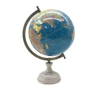 EXERZ 20cm Ocean Blue Antique Globe, English World Map with Wooden Base, Rotating Vintage Desk Decor